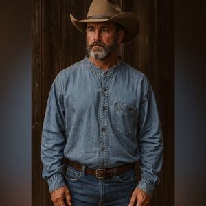 Sedgefield Men XXL Cowboy Casual Denim Button Up Longsleeve Shirt Cotton Work